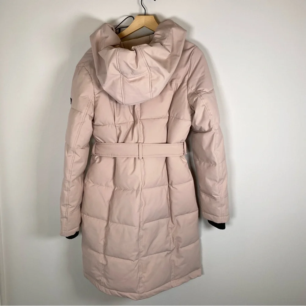 Sam Edelman Longline Belted Winter Puffer‎ Jacket Coat Blush Pink Size Small NWT